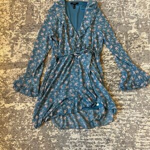 Forever 21 Blue Floral wrap Dress